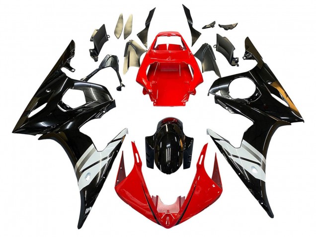 Yamaha YZF 600 R6 Motorrad Verkleidung 2005 - Rot Weiss Glanzendes Schwarz