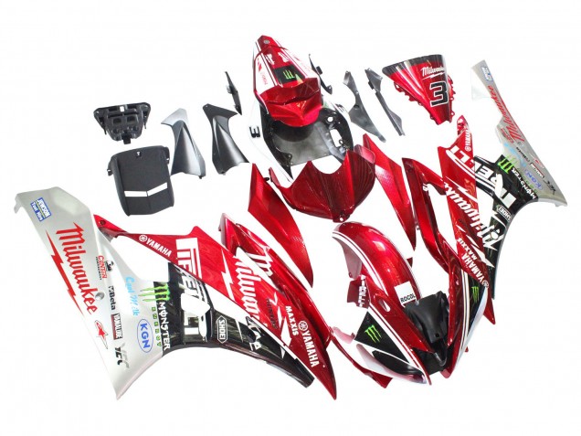 Yamaha YZF 600 R6 Motorrad Verkleidung 2006-2007 - Weiss Rot Schwarz Grun Monster Milwaukee