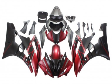 Yamaha YZF 600 R6 Motorrad Verkleidung 2006-2007 - Rot Matt Schwarz