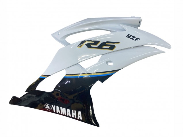 Yamaha YZF 600 R6 Motorrad Verkleidung 2008-2016 - Weiss Blau Glanzendes Schwarz