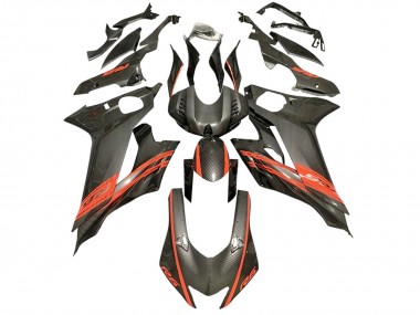 Yamaha YZF 600 R6 Motorrad Verkleidung 2017-2023 - Rot Schwarz Carbonfaser Stil
