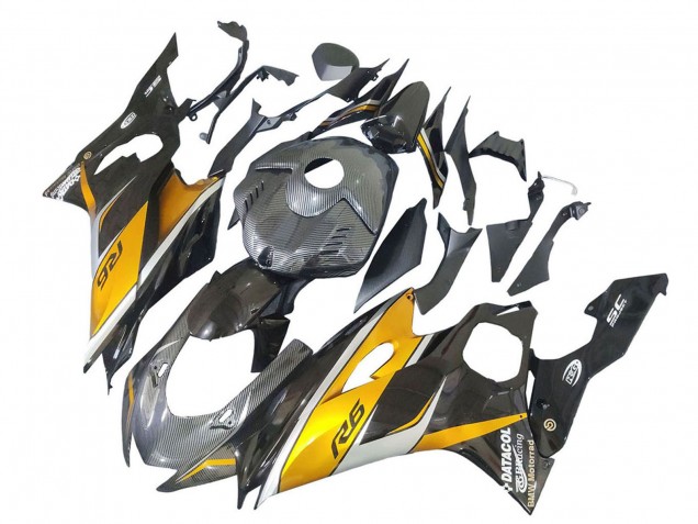 Yamaha YZF 600 R6 Motorrad Verkleidung 2017-2025 - Gold Schwarz Carbonfaser