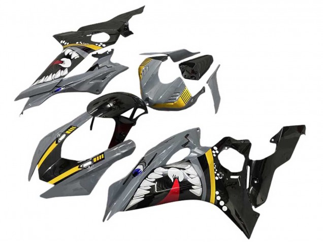 Yamaha YZF 600 R6 Motorrad Verkleidung 2017-2025 - Grau Gelb Glanzendes Schwarz Hai