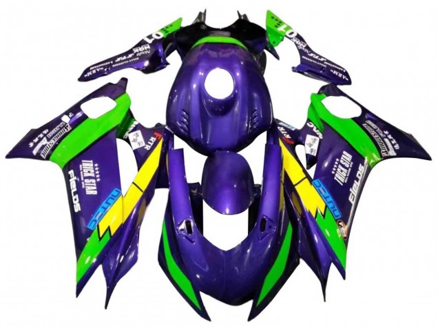 Yamaha YZF 600 R6 Motorrad Verkleidung 2017-2025 - Grun Lila Gelb Schwarz Trick Star