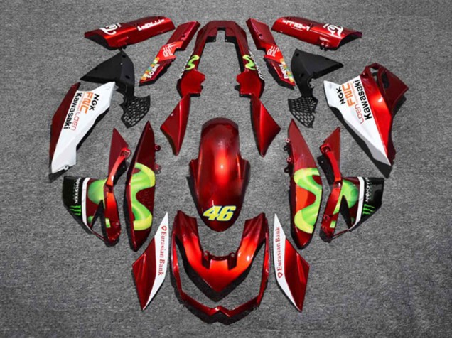 Kawasaki Z1000 Motorrad Verkleidung 2010-2013 - Rot Weiss Grun Monster 46