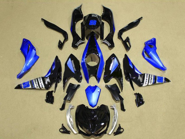 Kawasaki Z1000 Motorrad Verkleidung 2014-2019 - Blau Glanzendes Schwarz