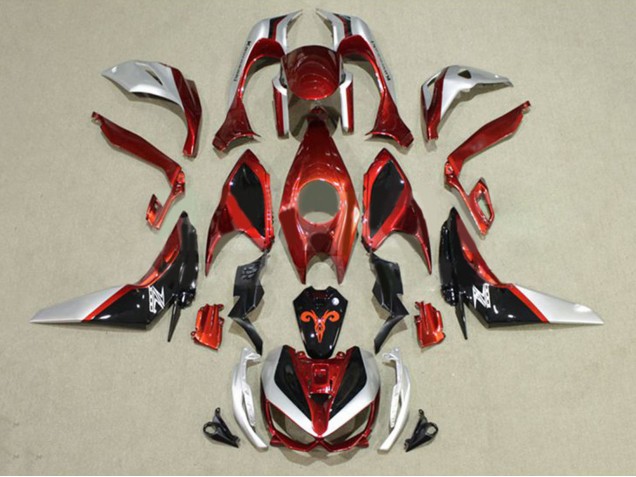 Kawasaki Z1000 Motorrad Verkleidung 2014-2019 - Rot Silber Schwarz