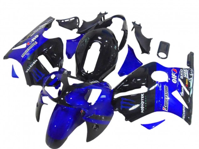 Kawasaki ZX12R Motorrad Verkleidung 2000-2001 - Glanzendes Schwarz Blau Monster