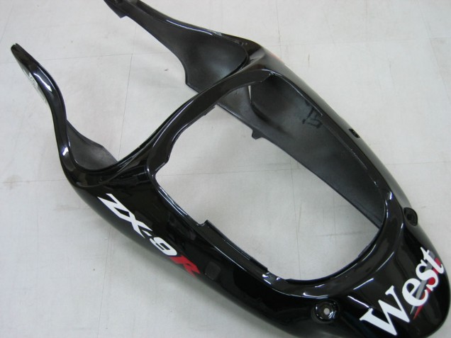 Kawasaki ZX9R Motorrad Verkleidung 2000-2001 - Glanzendes Schwarz Weiss West