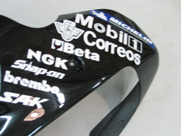 Kawasaki ZX9R Motorrad Verkleidung 2000-2001 - Glanzendes Schwarz Weiss West