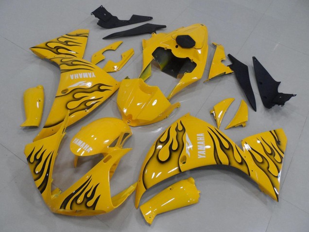 Yamaha YZF R1 Motorrad Verkleidung 2009-2011 - Gelb Schwarz Flamme