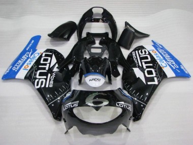 Aprilia RS250 Motorrad Verkleidung 1995-1997 - Glanzendes Schwarz Weiss Blau Lotus