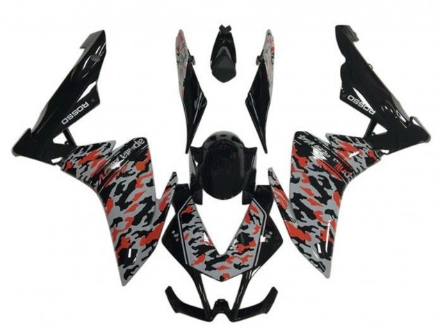 Aprilia RSV4 1000 Motorrad Verkleidung 2009-2015 - Schwarz Grau Rot Camouflage