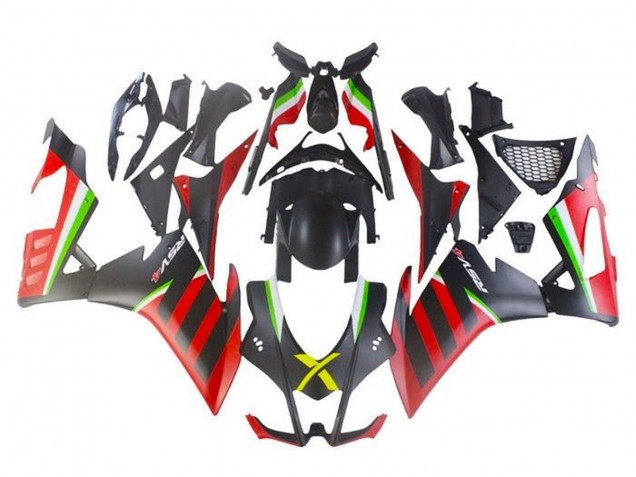 Aprilia RSV4 1000 Motorrad Verkleidung 2016-2020 - Matt Schwarz Rot Grun Streifen