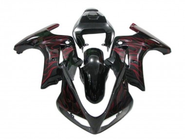 Suzuki SV650 Motorrad Verkleidung 2003-2013 - Glanzendes Schwarz Rot Flamme