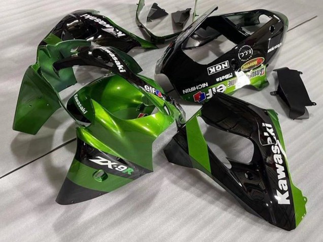 Kawasaki ZX9R Motorrad Verkleidung 2002-2003 - Grun Schwarz Elf