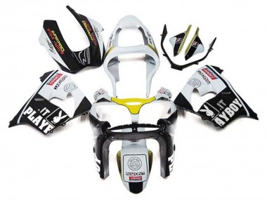 Kawasaki ZX9R Motorrad Verkleidung 2002-2003 - Weiss Schwarz Gelb Playboy