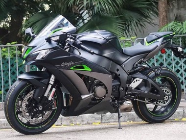 Kawasaki ZX10R Motorrad Verkleidung 2016-2020 - Matt Schwarz Grun Silber