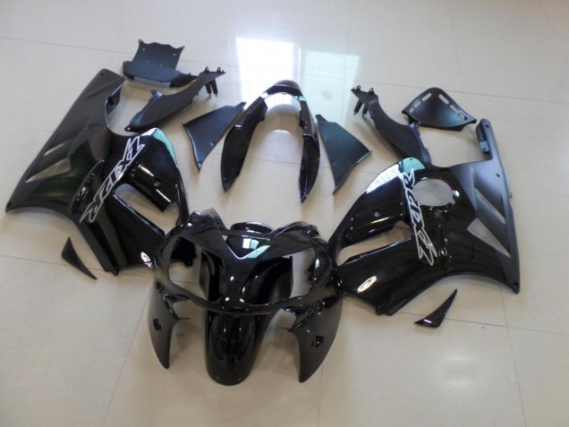 Kawasaki ZX12R Motorrad Verkleidung 2002-2006 - Glanzendes Schwarz Matt Schwarz