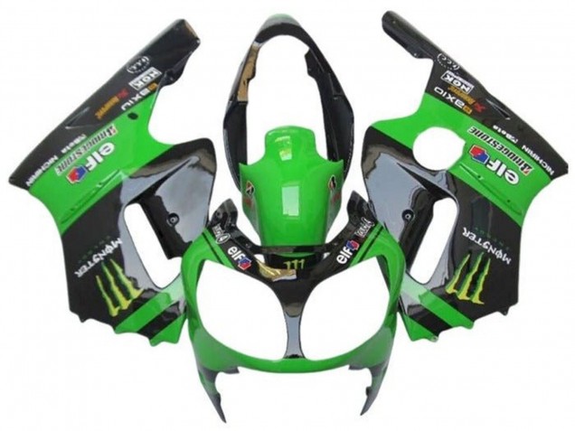 Kawasaki ZX12R Motorrad Verkleidung 2002-2006 - Grun Glanzendes Schwarz Elf Touch4 Monster