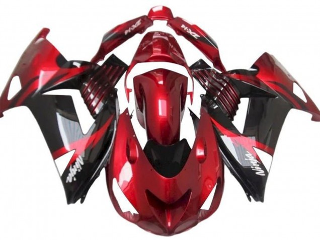 Kawasaki ZX14R ZZR1400 Motorrad Verkleidung 2012-2024 - Rot Glanzendes Schwarz Weiss Ninja