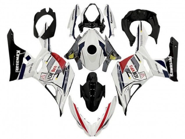 Kawasaki Ninja 400 Motorrad Verkleidung 2018-2024 - Weiss Grau Gelb Rot Schwarz Streifen