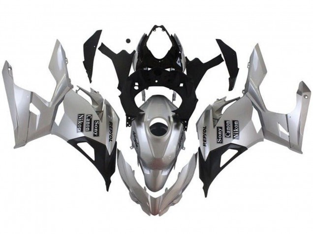 Kawasaki Ninja 400 Motorrad Verkleidung 2018-2024 - Silber Schwarz Repsol