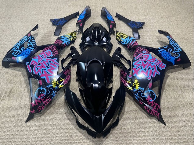 Kawasaki Ninja 400 Motorrad Verkleidung 2018-2024 - Schwarz Blau Jinx