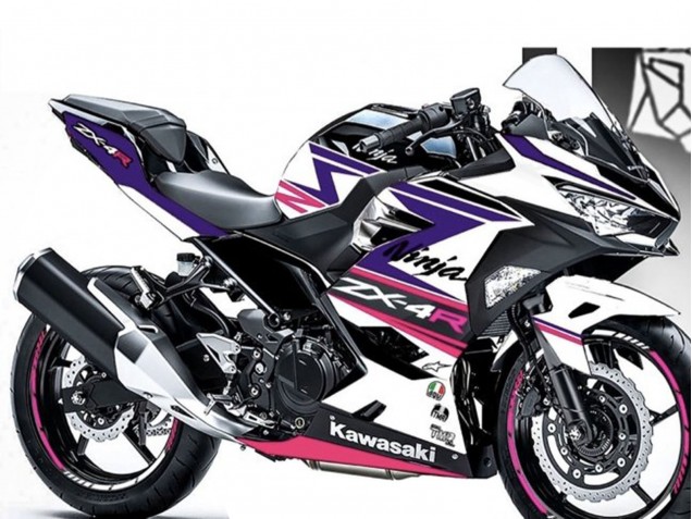 Kawasaki Ninja 400 Motorrad Verkleidung 2018-2024 - Weiss Lila Rosa