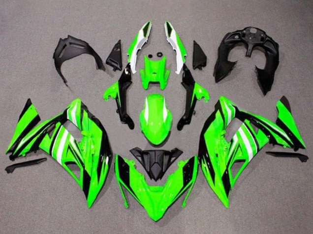 Kawasaki Ninja 650 EX650 Motorrad Verkleidung 2017-2019 - Grun Weiss Schwarz Streifen