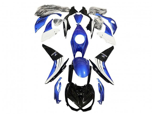 Kawasaki Z1000 Motorrad Verkleidung 2014-2019 - Blau Weiss Glanzendes Schwarz