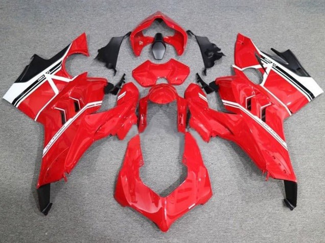 Ducati Panigale V4 V4S Motorrad Verkleidung 2020-2021 - Weiss Rot Glanzendes Schwarz Streifen