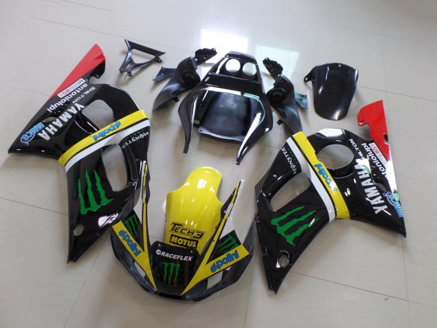 Yamaha YZF R6 Motorrad Verkleidung 1998-2002 - Glanzendes Schwarz Gelb Rot Grun Motul Monster