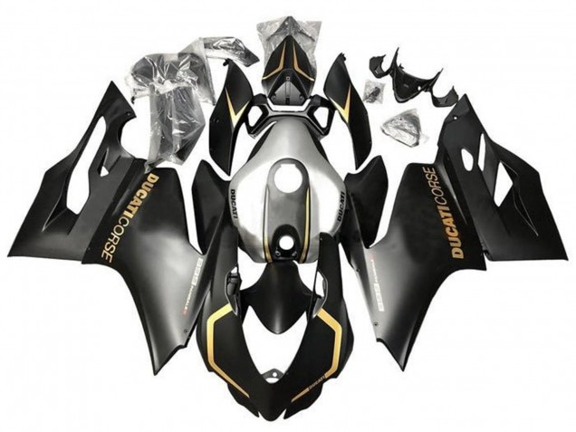 Ducati Panigale 899 Motorrad Verkleidung 2011-2014 - Matt Schwarz Gold Silber Corse