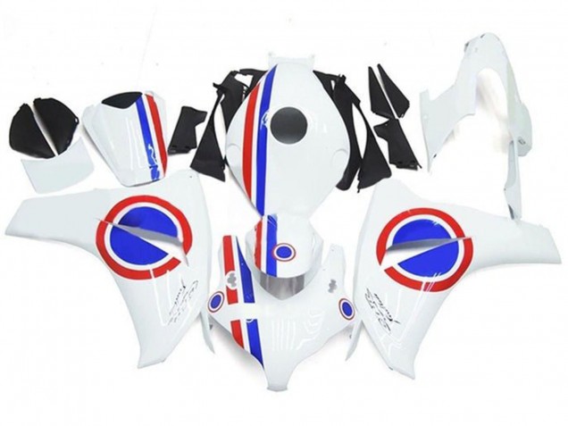 Honda CBR1000RR Motorrad Verkleidung 2008-2011 - Weiss Rot Blau Streifen