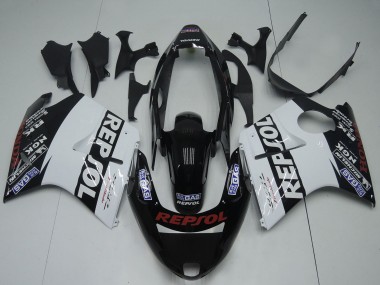 Honda CBR1100XX Blackbird Motorrad Verkleidung 1996-2007 - Glanzendes Schwarz Weiss Rot Repsol