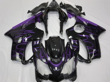 Honda CBR600 F4i Motorrad Verkleidung 2004-2007 - Glanzendes Schwarz Lila Flamme