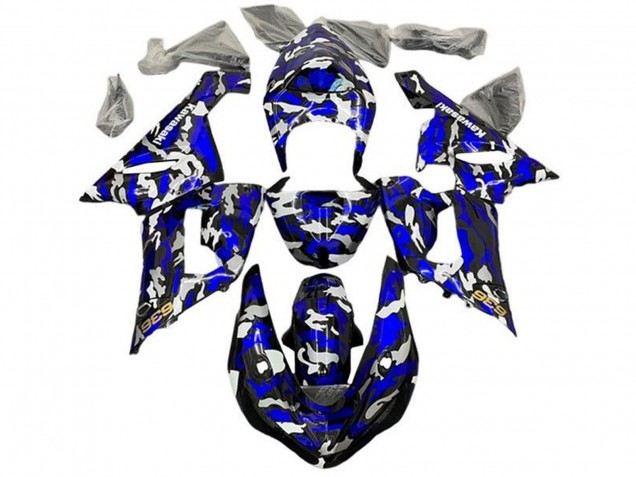 Kawasaki ZX6R Motorrad Verkleidung 2005-2006 - Blau Camouflage