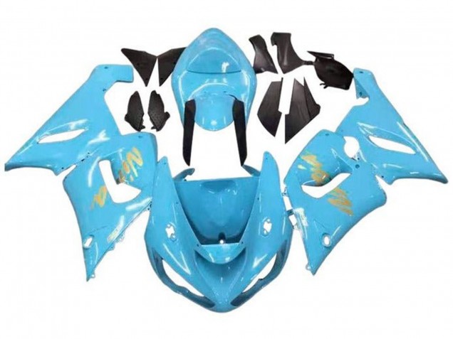 Kawasaki ZX6R Motorrad Verkleidung 2005-2006 - Hellblau Gold