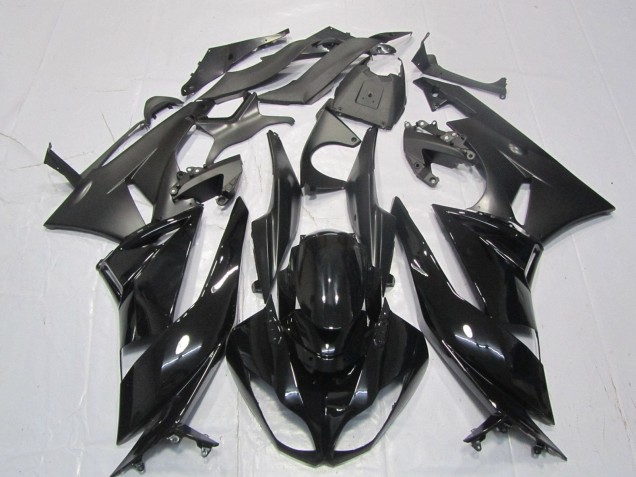 Kawasaki ZX6R Motorrad Verkleidung 2007-2008 - Glanzendes Schwarz Matt Schwarz