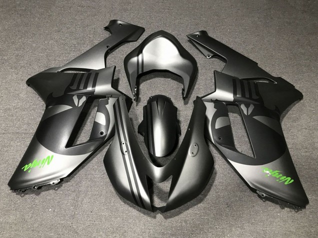 Kawasaki ZX6R Motorrad Verkleidung 2007-2008 - Matt Silber Matt Schwarz Schadel