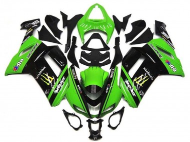 Kawasaki ZX6R Motorrad Verkleidung 2007-2008 - Grun Schwarz Monster Elf