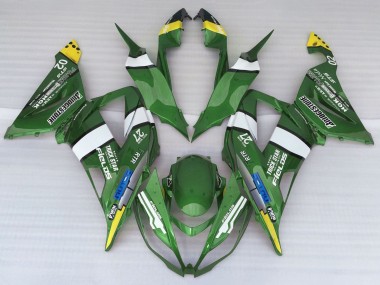 Kawasaki ZX6R Motorrad Verkleidung 2013-2018 - Grun Gelb Blau Weiss