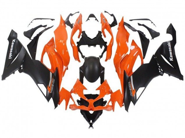 Kawasaki ZX6R Motorrad Verkleidung 2019-2022 - Orange Matt Schwarz