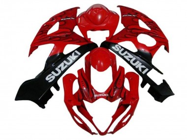 Suzuki GSXR 1000 Motorrad Verkleidung 2005-2006 - Rot Schwarz Flamme Weiss