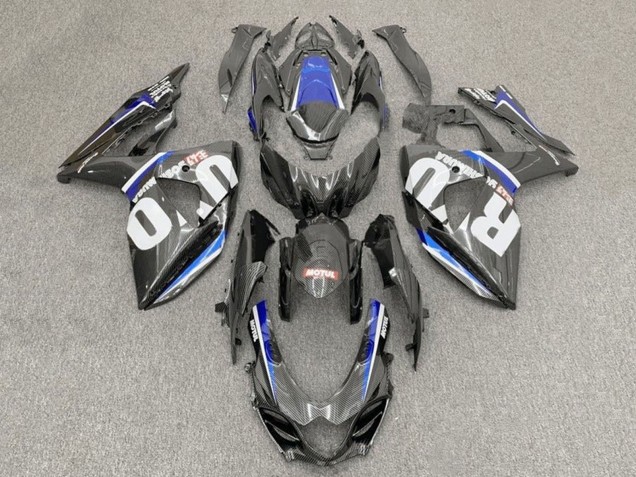 Suzuki GSXR1000 Motorrad Verkleidung 2017-2024 - Kunst Carbonfaser Weiss Blau