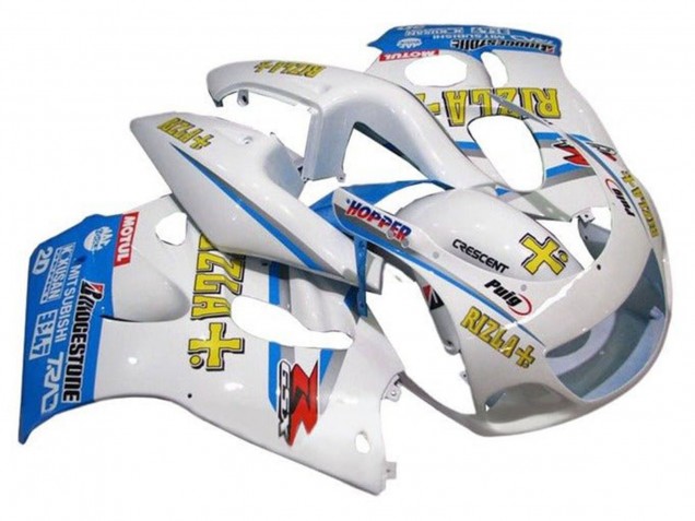 Suzuki GSXR 600 / GSXR 750 Motorrad Verkleidung 1996-2000 - Weiss Blau Gelb Rizla
