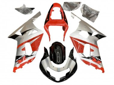 Suzuki GSXR 600 / GSXR 750 Motorrad Verkleidung 2001-2003 - Silber Rot Glanzendes Schwarz