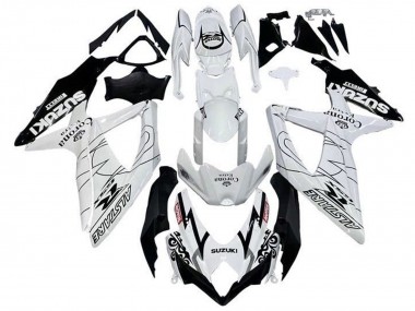 Suzuki GSXR 600 / GSXR 750 Motorrad Verkleidung 2008-2010 - Weiss Schwarz Alstare Corona Extra Motul