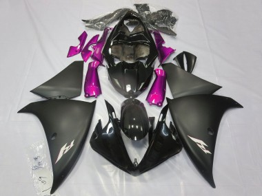 Yamaha YZF 1000 R1 Motorrad Verkleidung 2009-2011 - Glanzendes Schwarz Matt Schwarz Rosa
